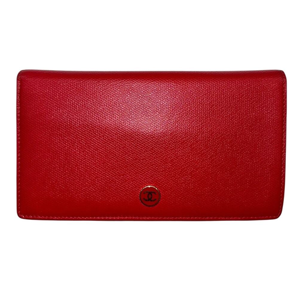 Chanel Red Caviar Long Flap Wallet